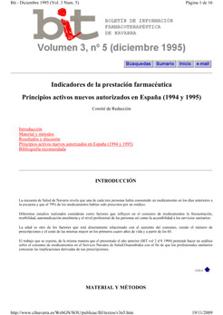 
		Indicadores de la prestación farmacéutica - Principios activos nuevos autorizados en España (1994 y 1995)
	