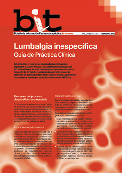 
		Lumbalgia inespecífica. Guía de Práctica Clínica.
	